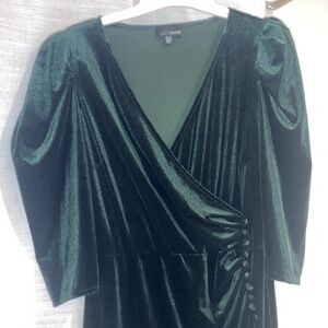 Green Velvet Wrap Dress